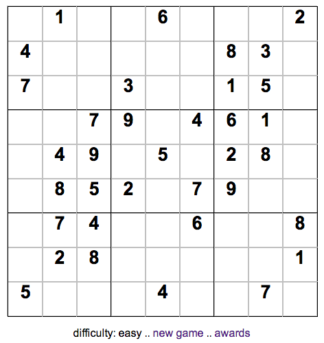 Play a free game of Sudoku online